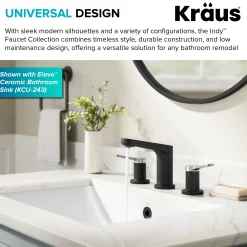 KRAUS Indy Widespread Bathroom Faucet in Matte Black with Brushed Nickel