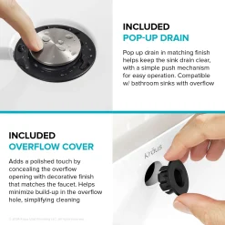 KRAUS Indy Widespread Bathroom Faucet in Matte Black with Brushed Nickel