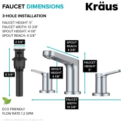 KRAUS Indy Widespread Bathroom Faucet in Chrome
