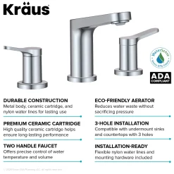 KRAUS Indy Widespread Bathroom Faucet in Chrome