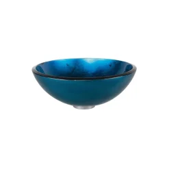 KRAUS Irruption Blue Glass Vessel Bathroom Sink with PU-MR