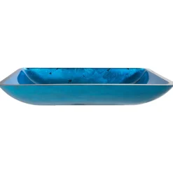 KRAUS Irruption Blue Rectangular Glass Vessel Bathroom Sink with PU
