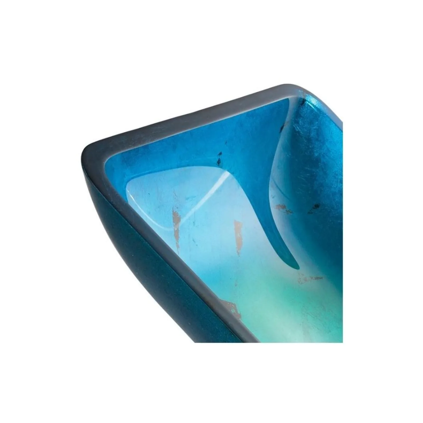 KRAUS Irruption Blue Rectangular Glass Vessel Bathroom Sink with PU