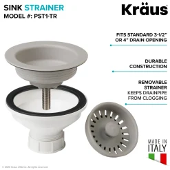 KRAUS Kitchen Sink Strainer in Truffle