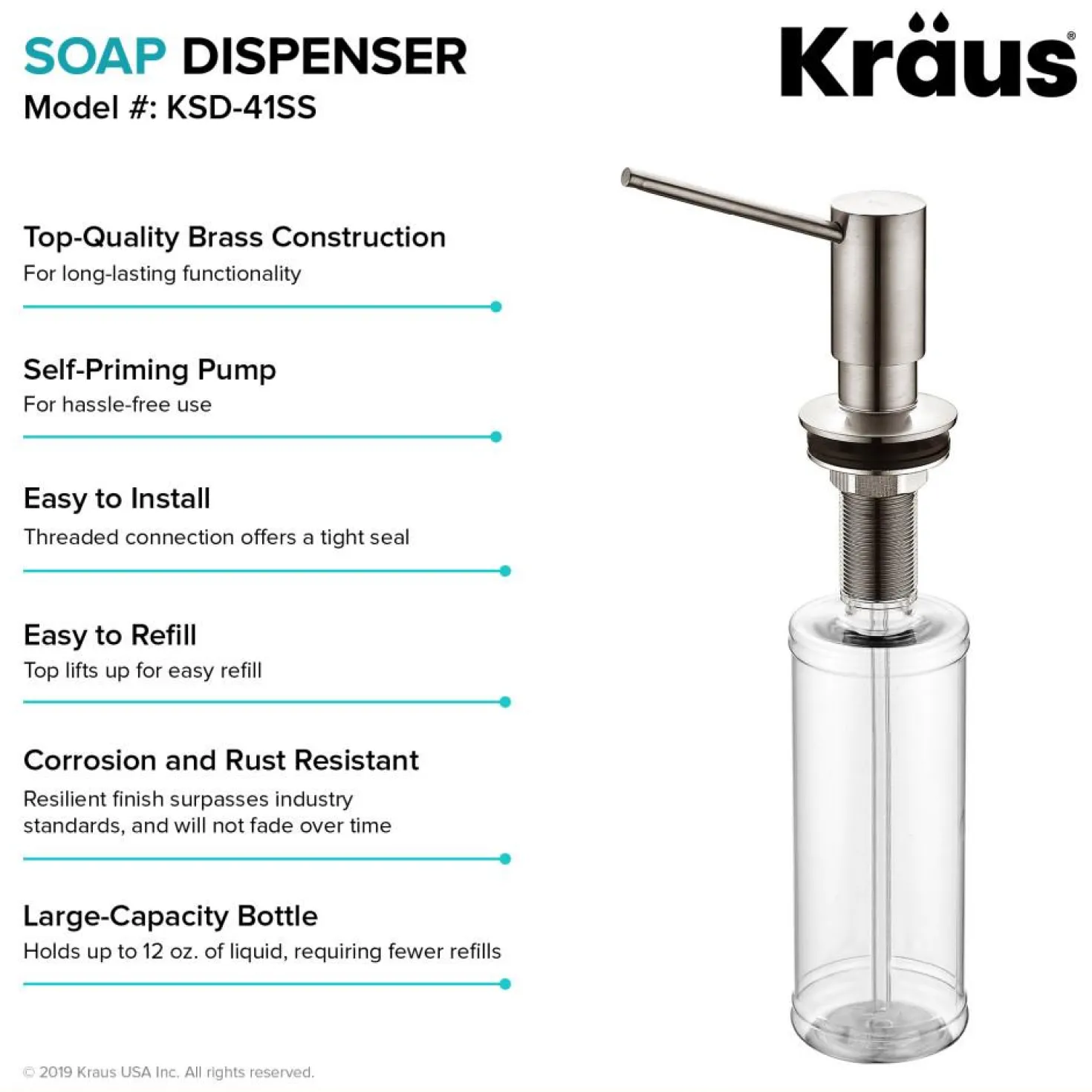 KRAUS Kitchen Soap Dispenser in Stainless Steel