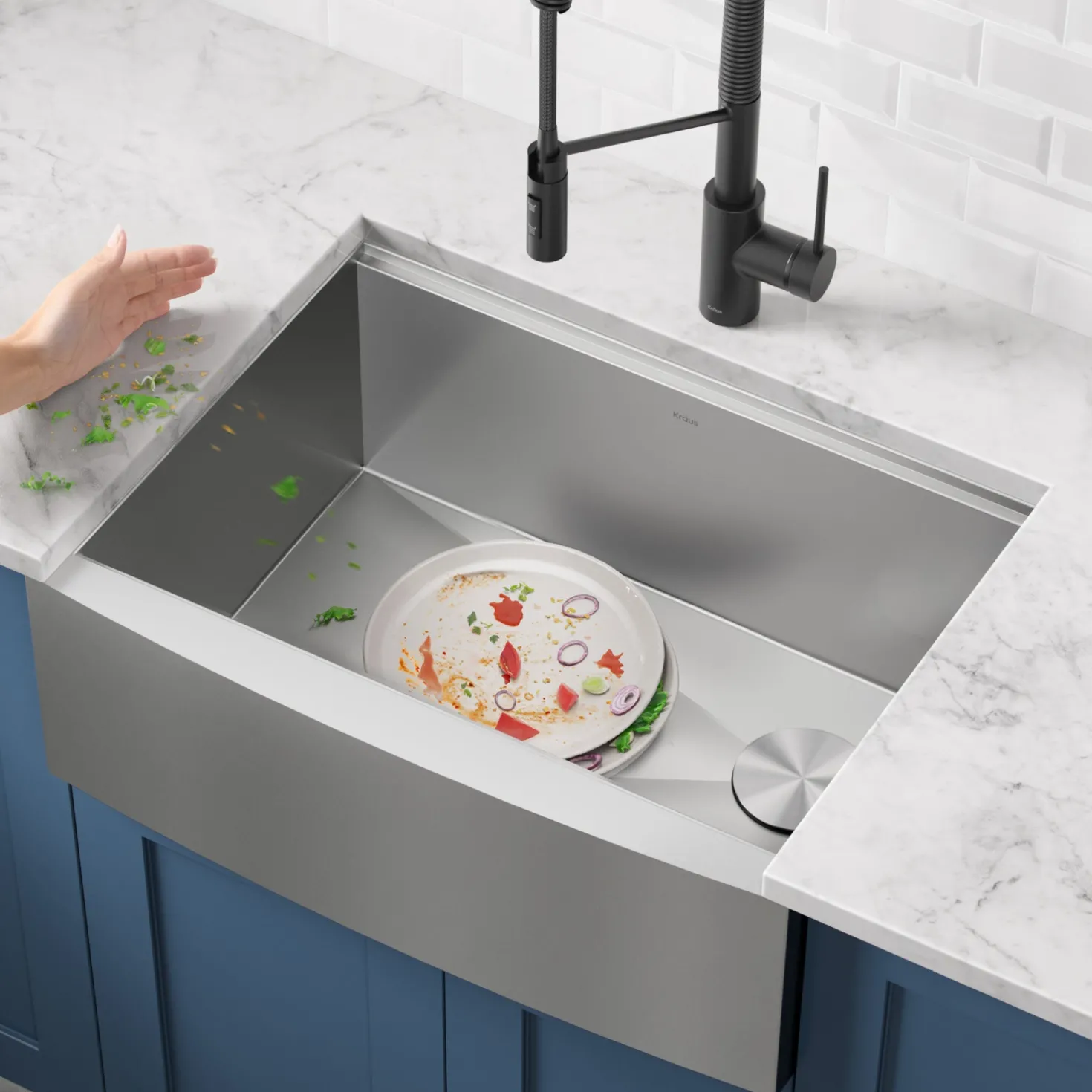 KRAUS Kore 27" Apron Front Workstation 16 Gauge Stainless Steel Kitchen Sink