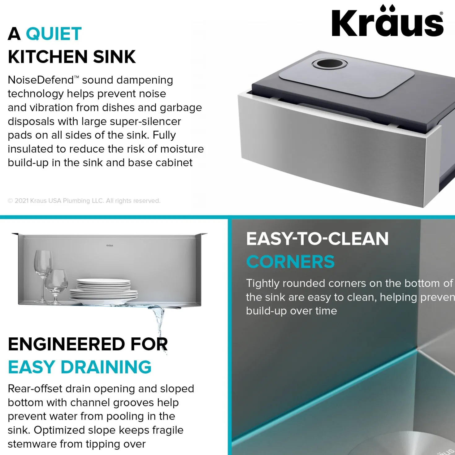 KRAUS Kore 27" Apron Front Workstation 16 Gauge Stainless Steel Kitchen Sink