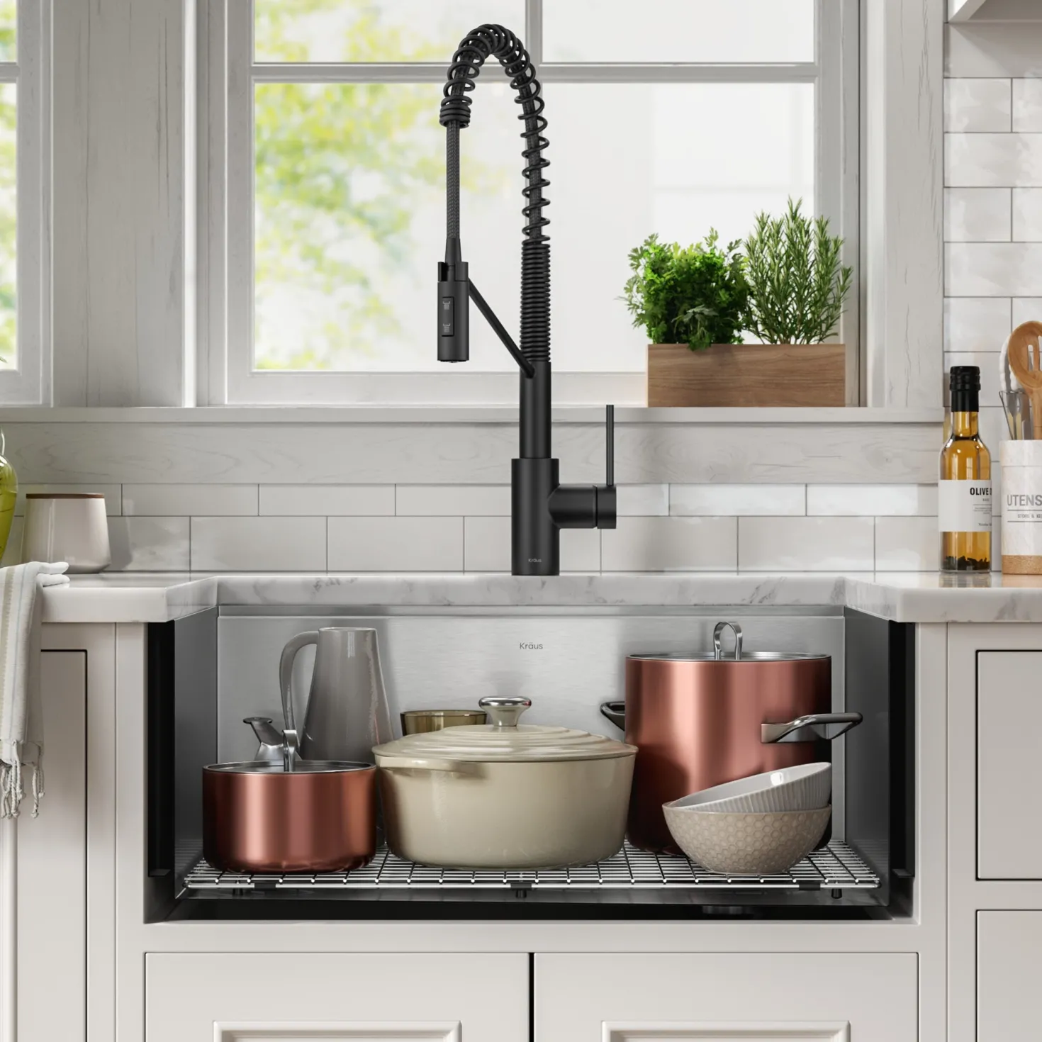 KRAUS Kore 27" Apron Front Workstation 16 Gauge Stainless Steel Kitchen Sink