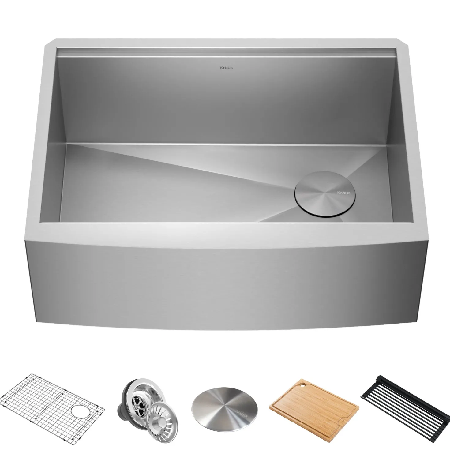 KRAUS Kore 27" Apron Front Workstation 16 Gauge Stainless Steel Kitchen Sink