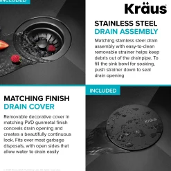 KRAUS Kore 27" Apron Front Workstation 16 Gauge Stainless Steel Kitchen Sink in PVD Gunmetal Finish