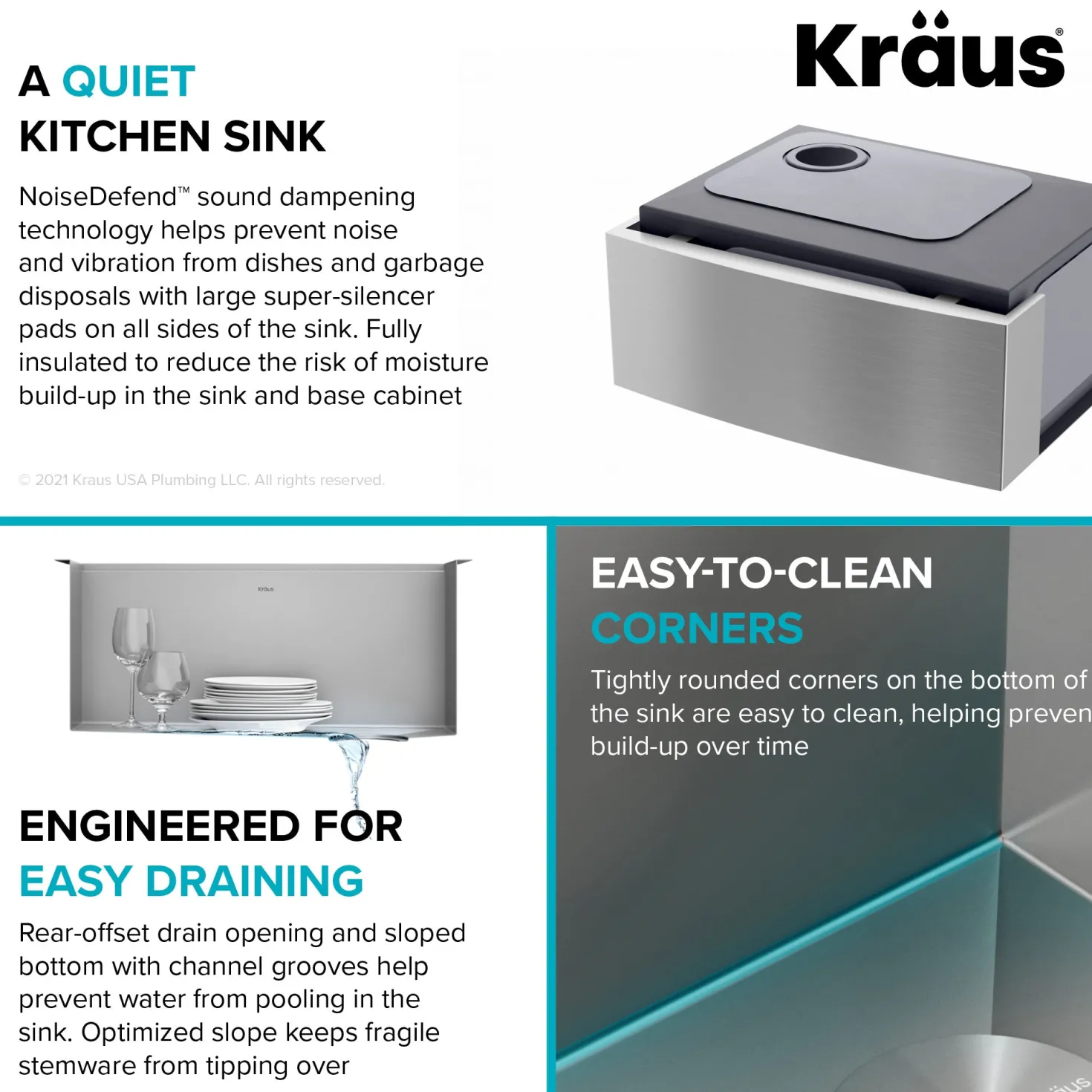 KRAUS Kore 24" Apron Front Workstation 16 Gauge Stainless Steel Single Bowl Kitchen Sink with Accessories