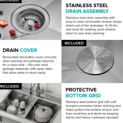 KRAUS Kore 30" Double Bowl Drop-In Workstation 16 Gauge Stainless Steel Kitchen Sink with Accessories