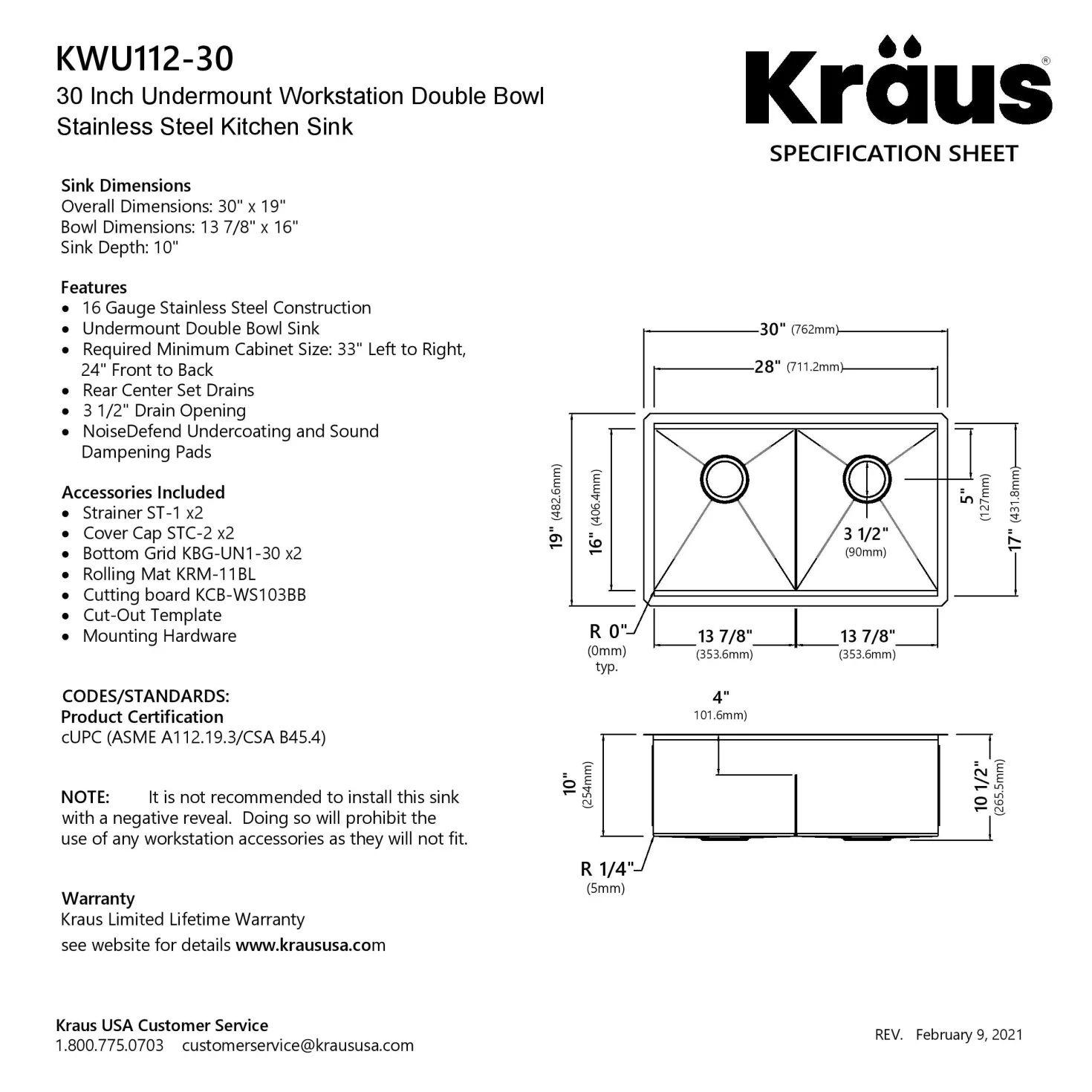KRAUS Kore 30" Double Bowl Undermount Workstation 16 Gauge Stainless Steel Kitchen Sink with Accessories