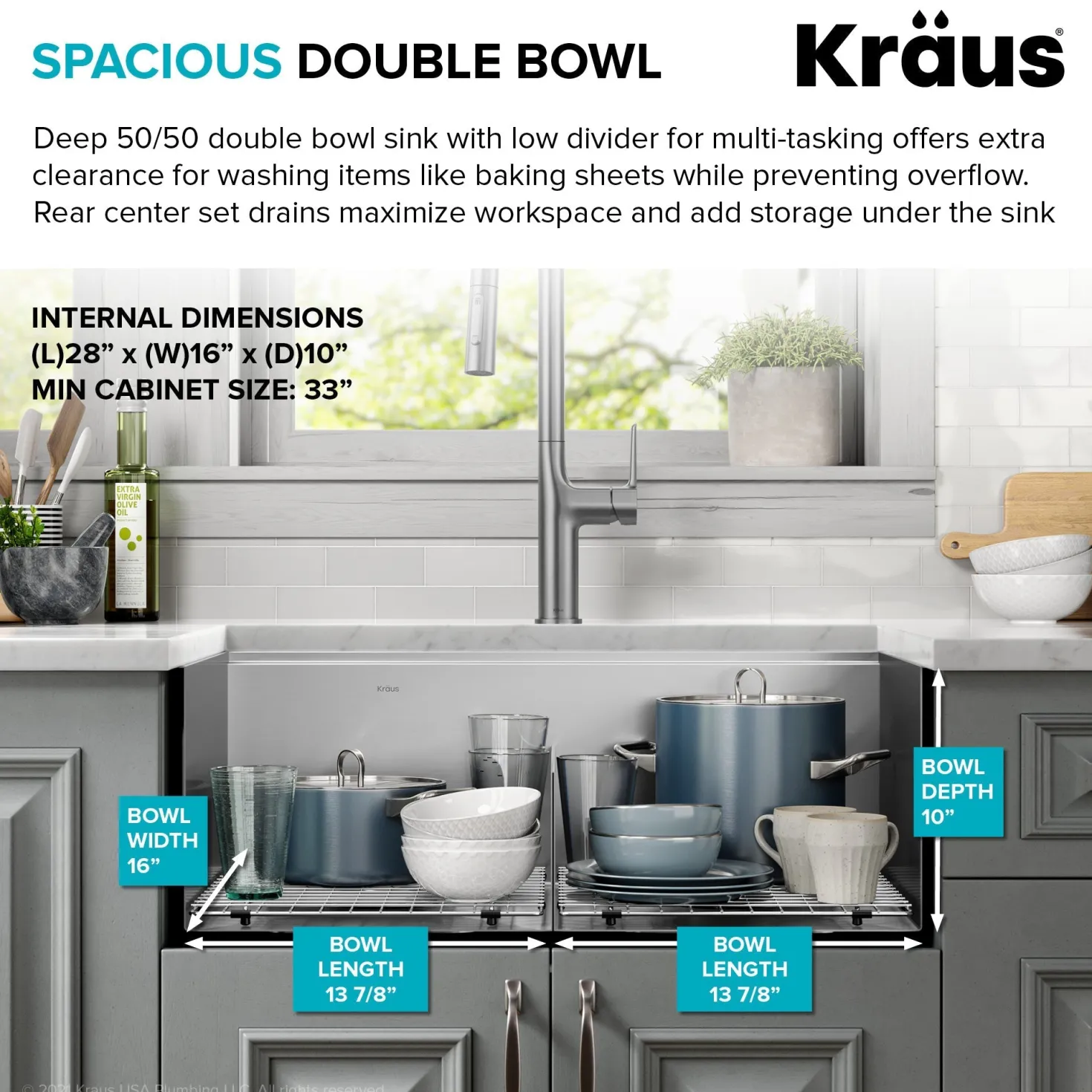 KRAUS Kore 30" Double Bowl Undermount Workstation 16 Gauge Stainless Steel Kitchen Sink with Accessories
