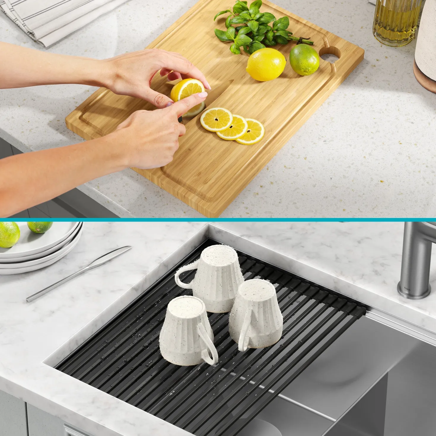 KRAUS Kore 30" Double Bowl Undermount Workstation 16 Gauge Stainless Steel Kitchen Sink with Accessories