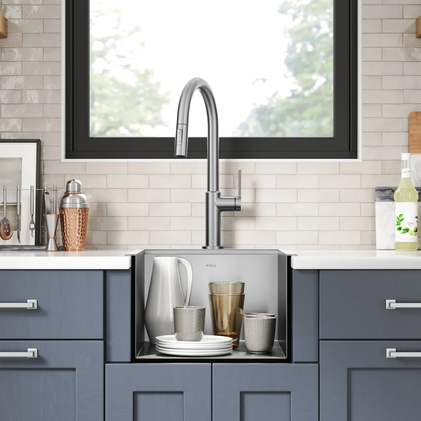 KRAUS Kore 15" Drop-In Workstation 16 Gauge Stainless Steel Single Bowl Kitchen Bar Sink with Accessories