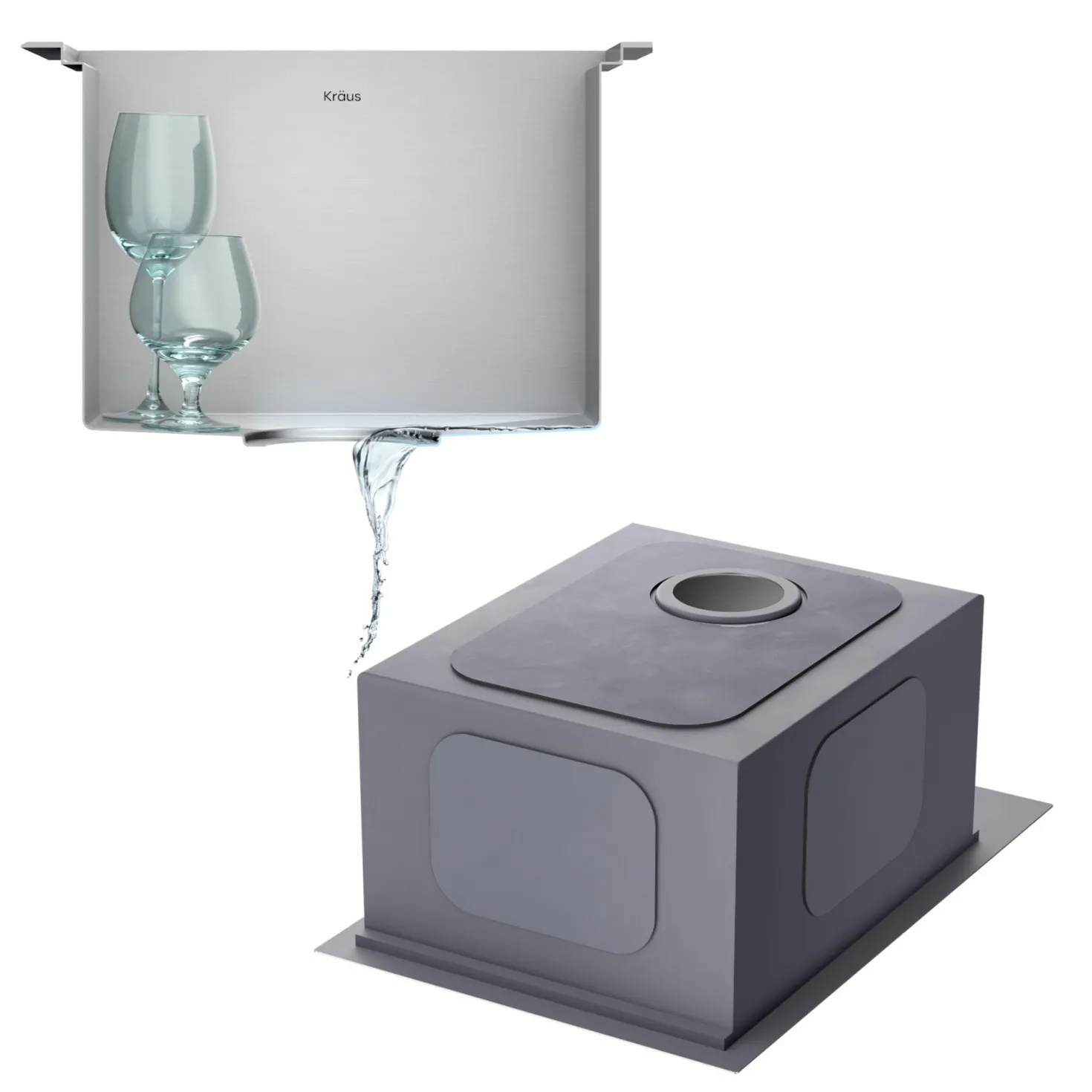 KRAUS Kore 15" Drop-In Workstation 16 Gauge Stainless Steel Single Bowl Kitchen Bar Sink with Accessories
