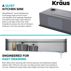 KRAUS Kore Dual Tier 57" Undermount Workstation 16 Gauge Single Bowl Kitchen Sink