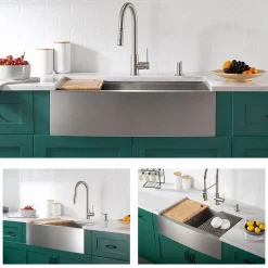 KRAUS Kore 30" 16 Gauge Farmhouse Workstation Kitchen Sink