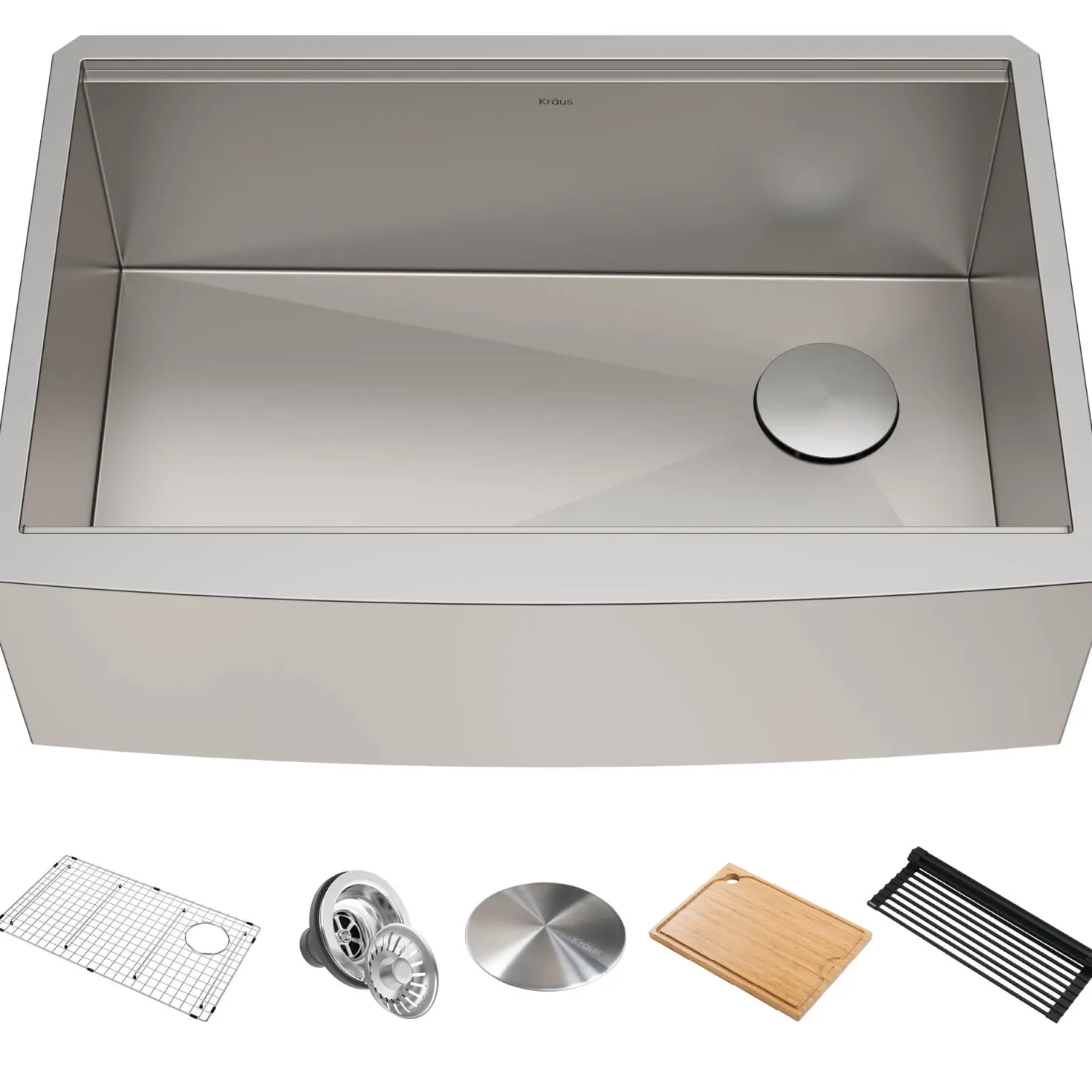 KRAUS Kore 30" 16 Gauge Farmhouse Workstation Kitchen Sink