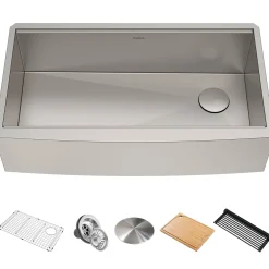 KRAUS Kore 36" 16 Gauge Stainless Steel Farmhouse Workstation Kitchen Sink