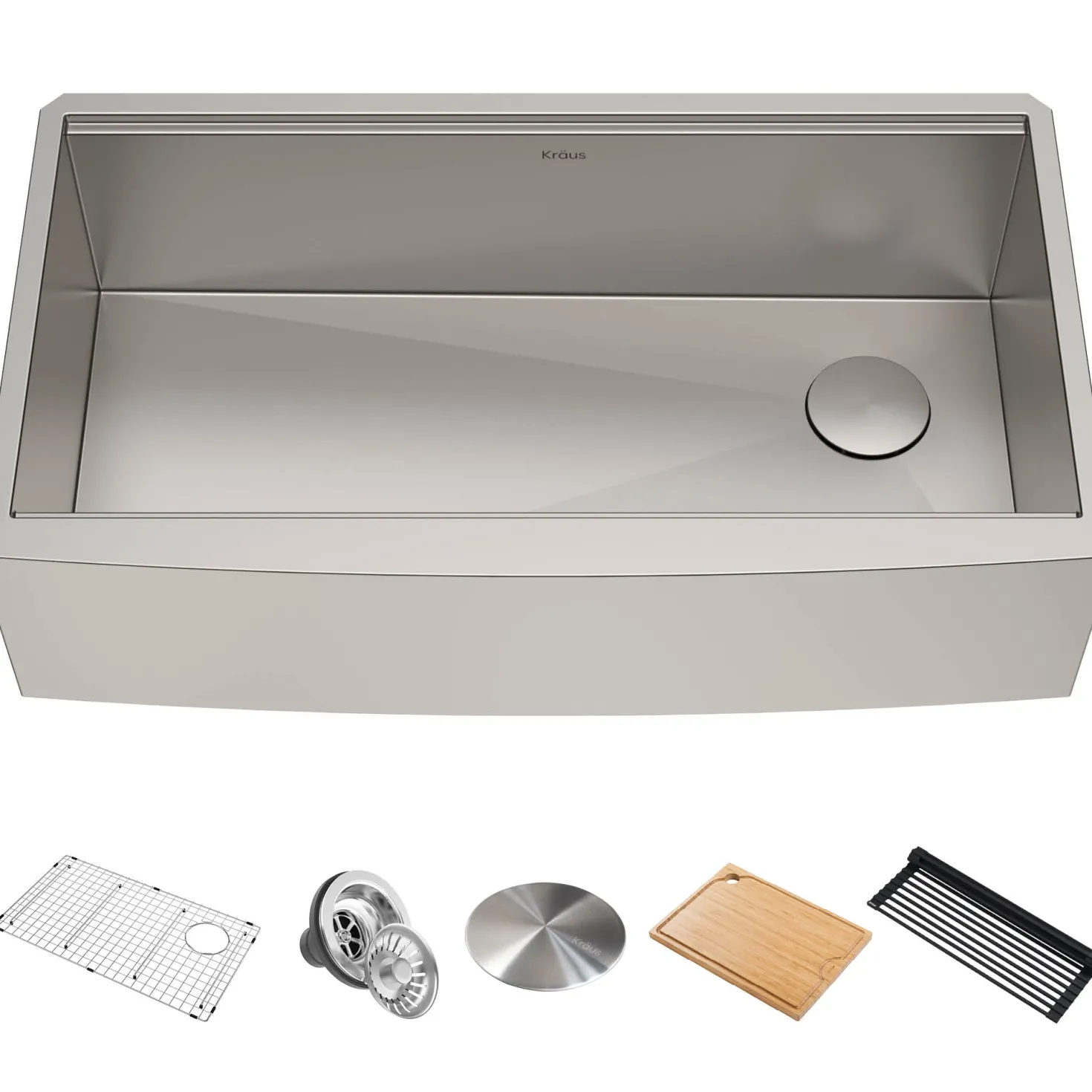 KRAUS Kore 36" 16 Gauge Stainless Steel Farmhouse Workstation Kitchen Sink