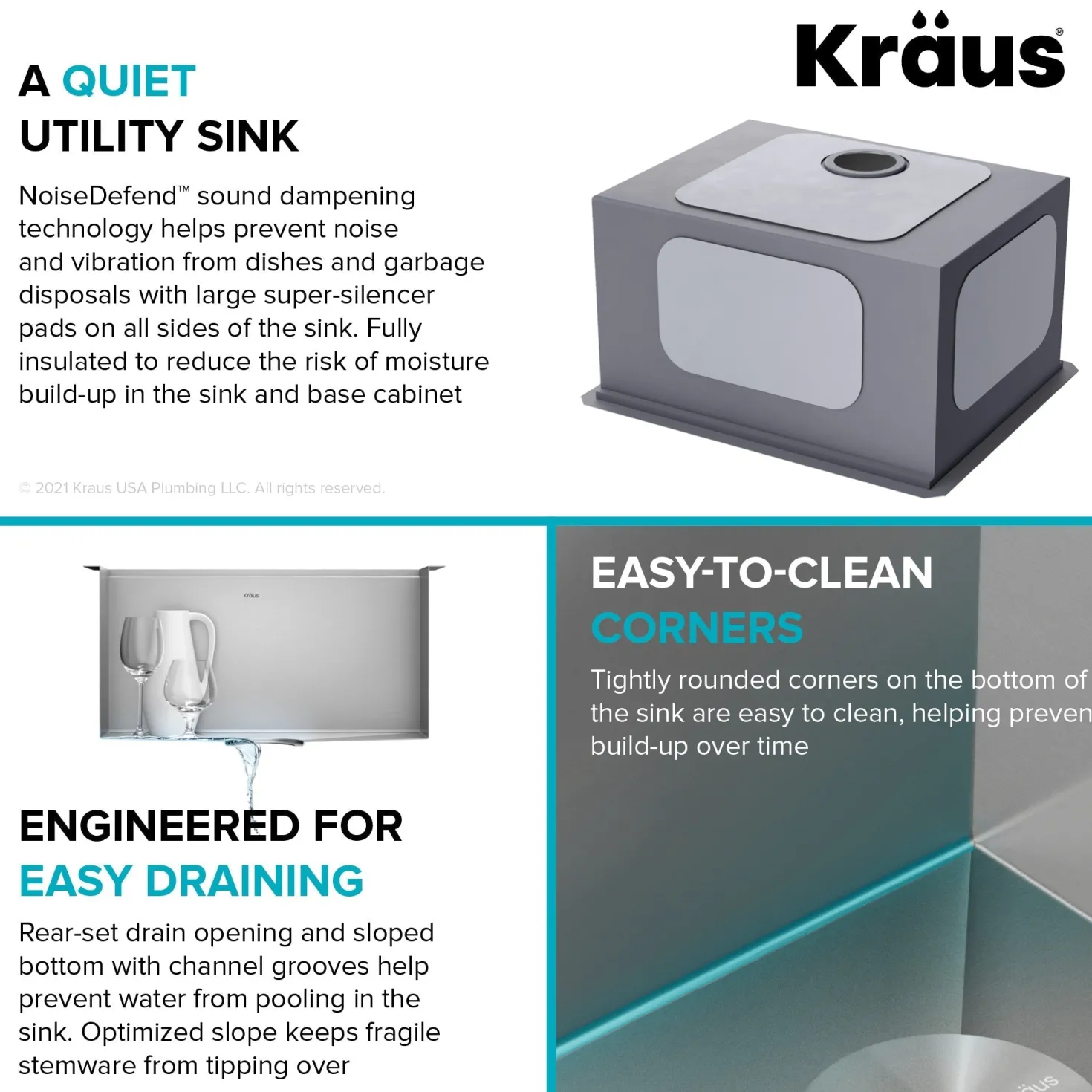KRAUS Kore 23" Undermount Workstation 16 Gauge Laundry Utility Sink with Accessories