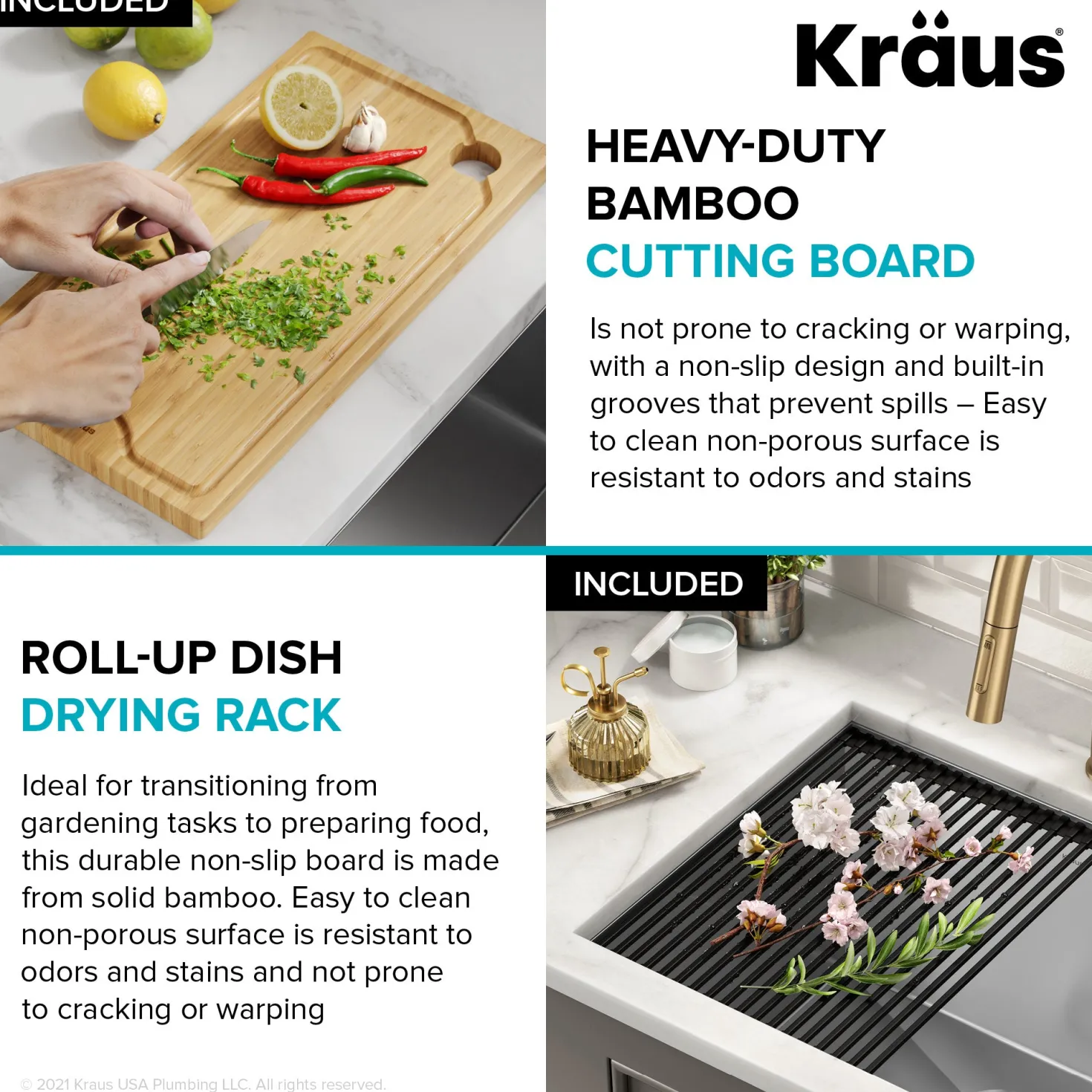 KRAUS Kore 23" Undermount Workstation 16 Gauge Laundry Utility Sink with Accessories