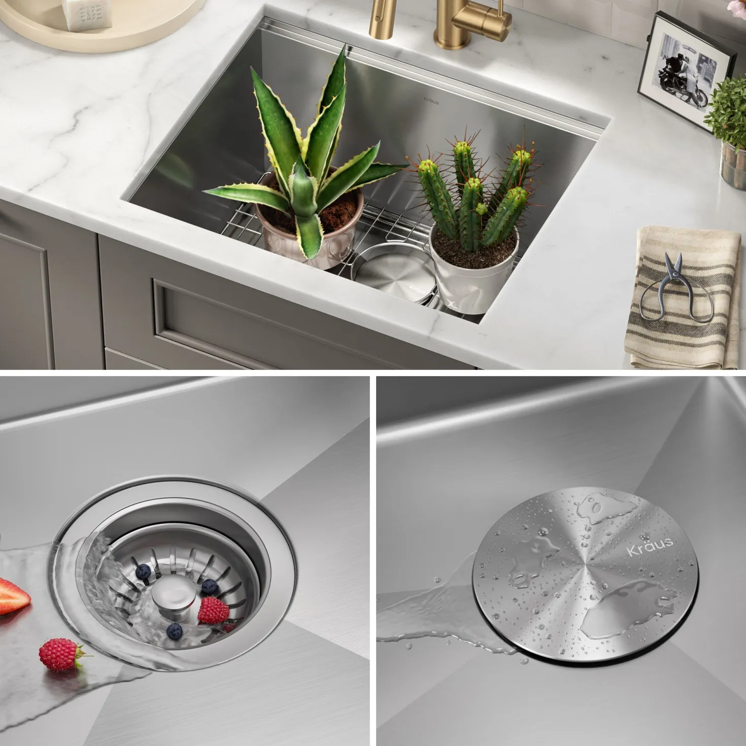 KRAUS Kore 23" Undermount Workstation 16 Gauge Laundry Utility Sink with Accessories