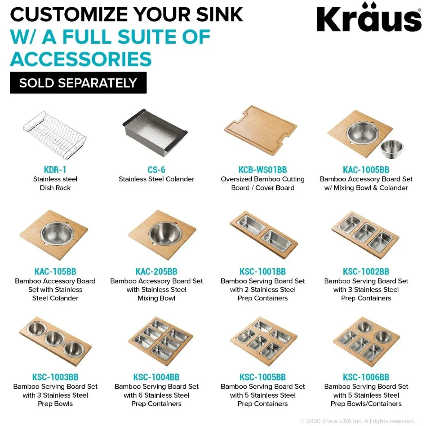 KRAUS Kore 23" Undermount Workstation 16 Gauge Laundry Utility Sink with Accessories