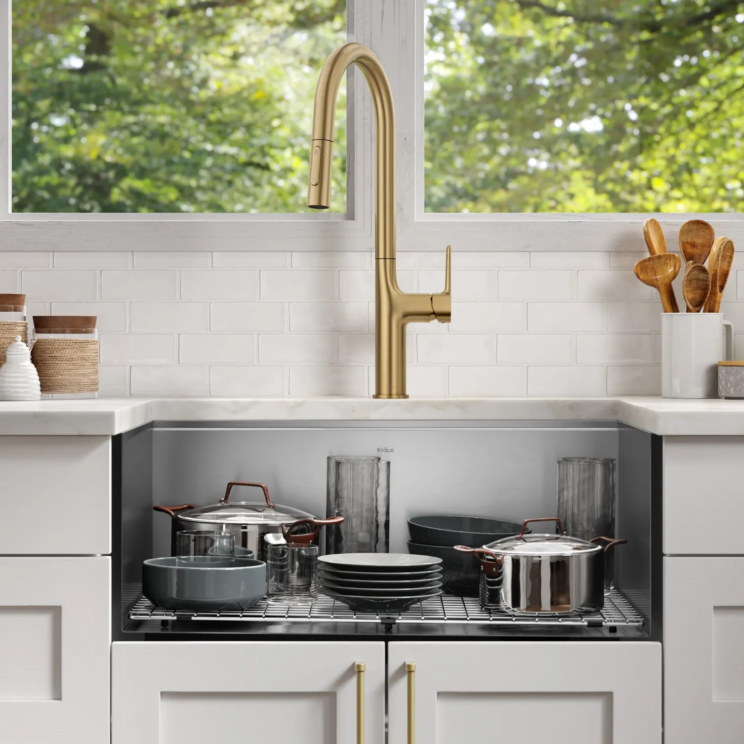 KRAUS Kore 28" Undermount Workstation 16 Gauge Stainless Steel Single Bowl Kitchen Sink with Accessories