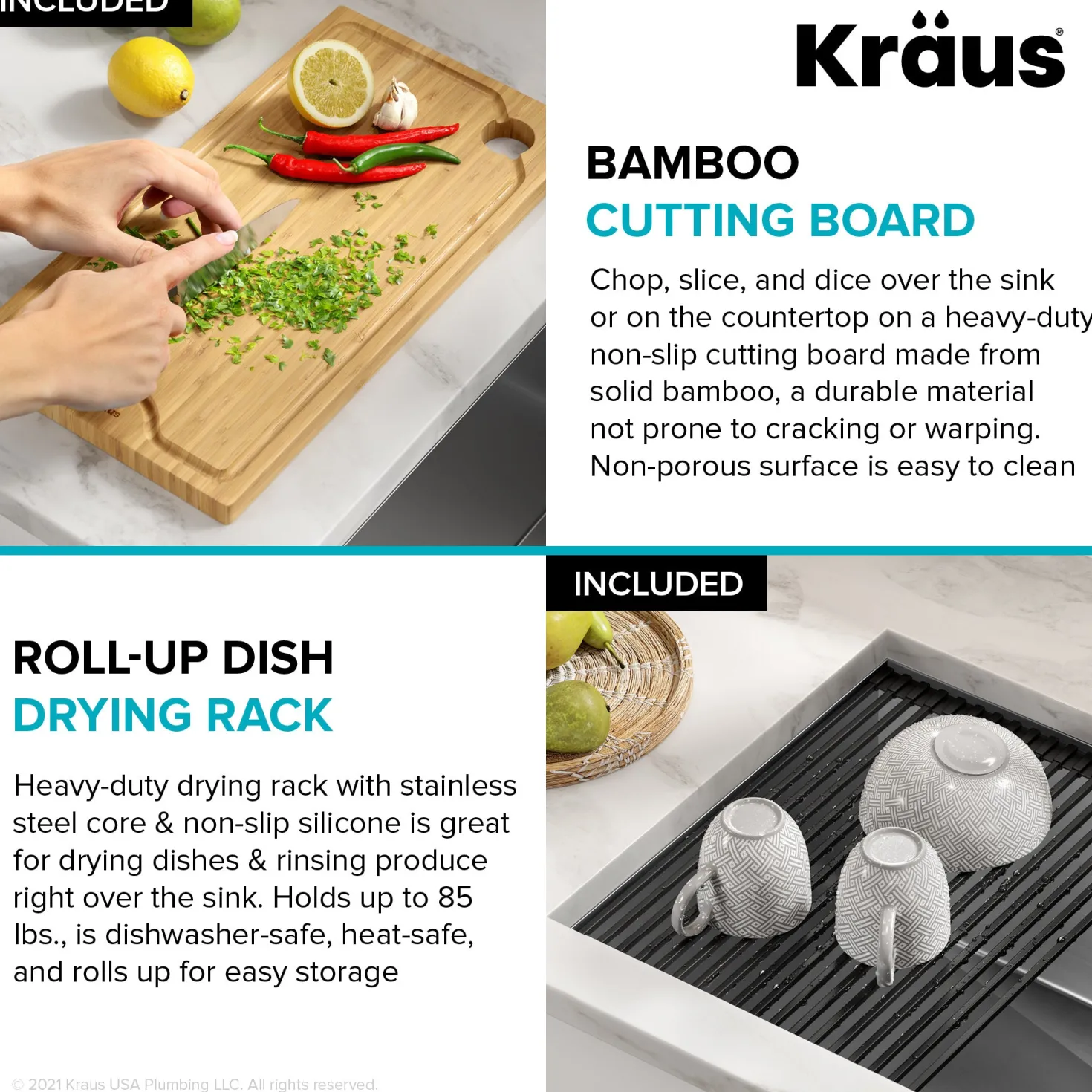 KRAUS Kore 28" Undermount Workstation 16 Gauge Stainless Steel Single Bowl Kitchen Sink with Accessories