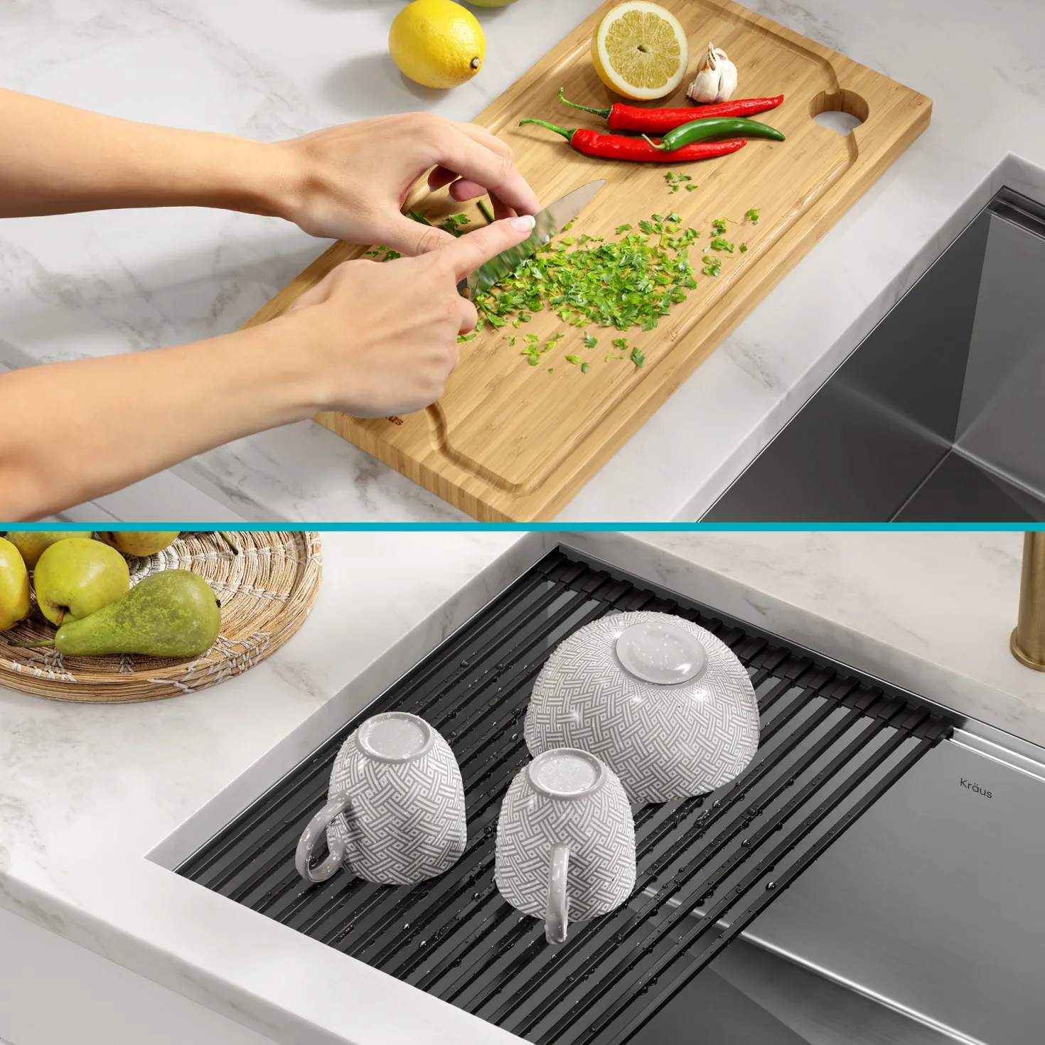 KRAUS Kore 28" Undermount Workstation 16 Gauge Stainless Steel Single Bowl Kitchen Sink with Accessories