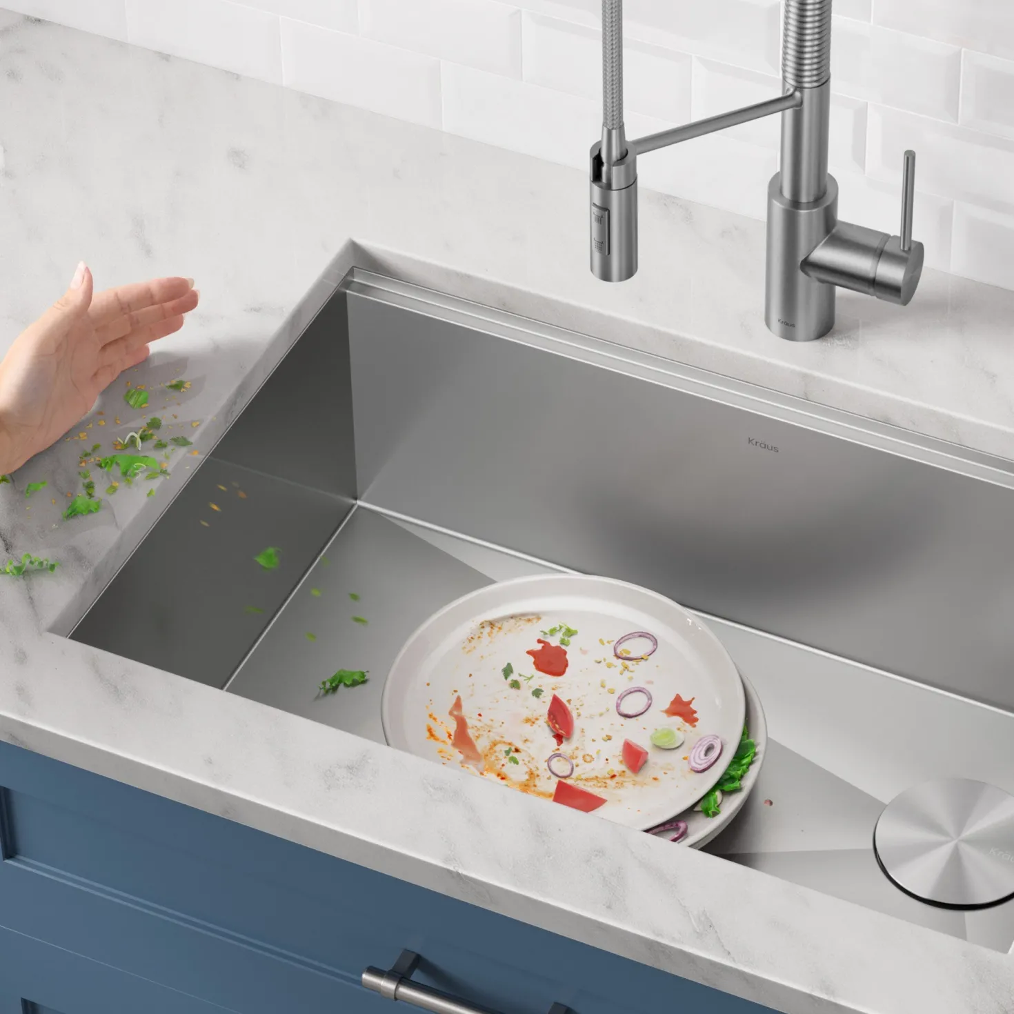 KRAUS Kore 28" Undermount Workstation 16 Gauge Stainless Steel Single Bowl Kitchen Sink with Accessories