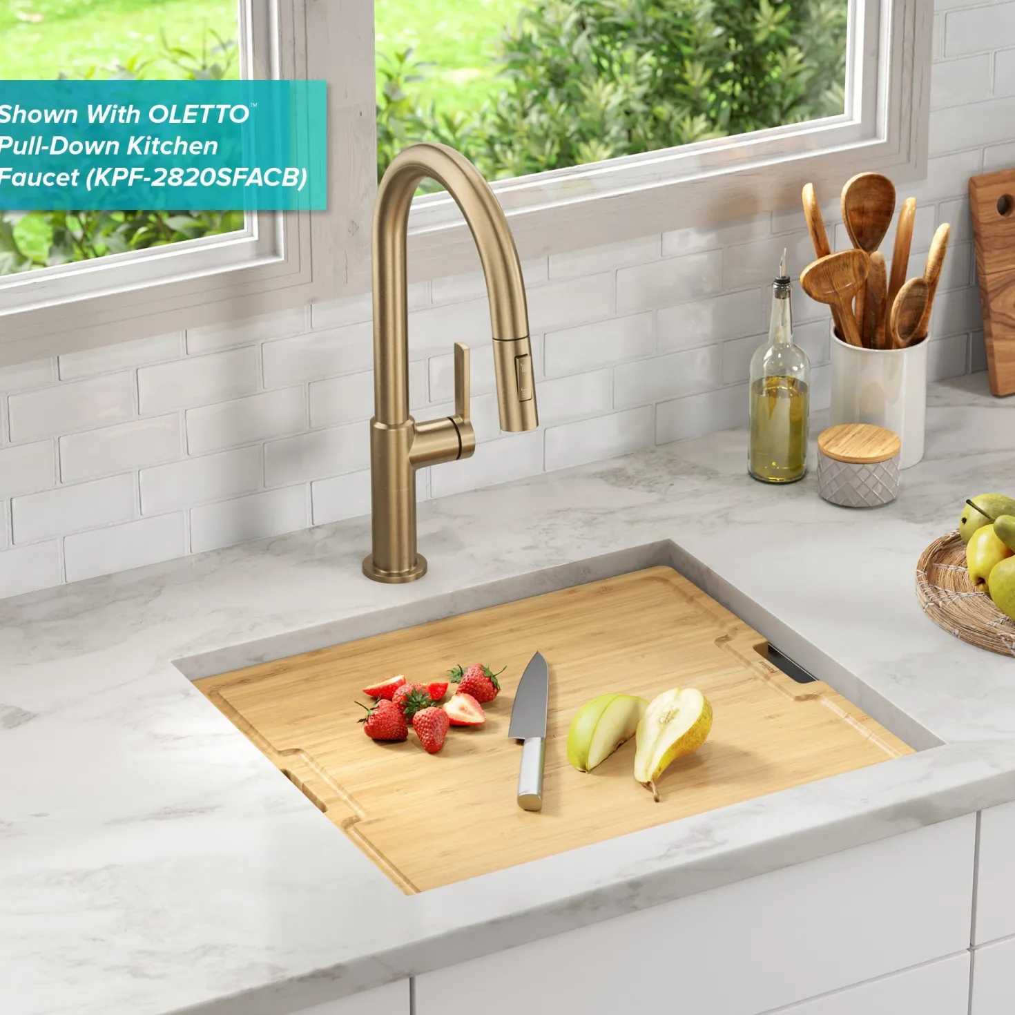KRAUS Kore 21" Undermount Workstation 16 Gauge Stainless Steel Single Bowl Kitchen Sink with Accessories