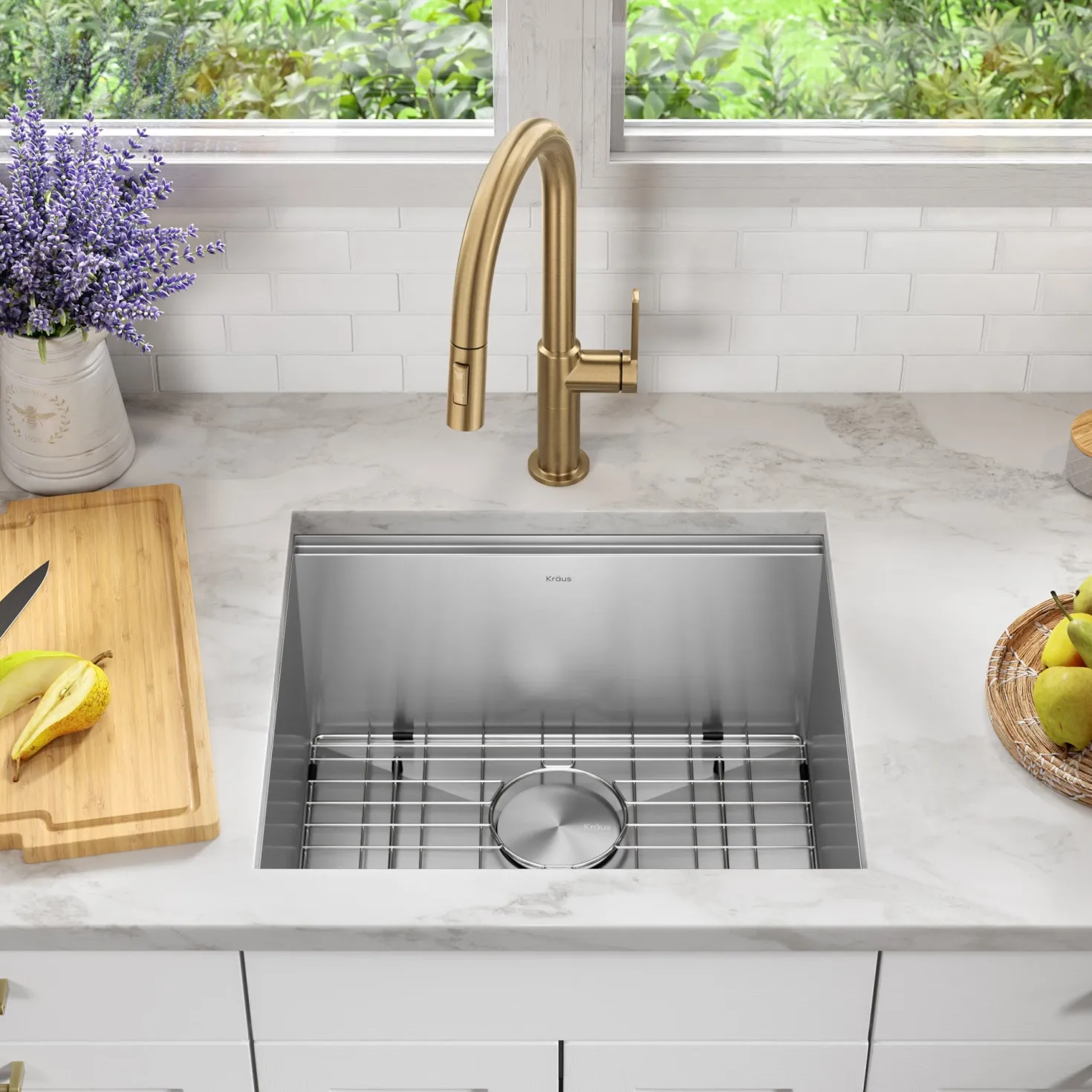 KRAUS Kore 21" Undermount Workstation 16 Gauge Stainless Steel Single Bowl Kitchen Sink with Accessories