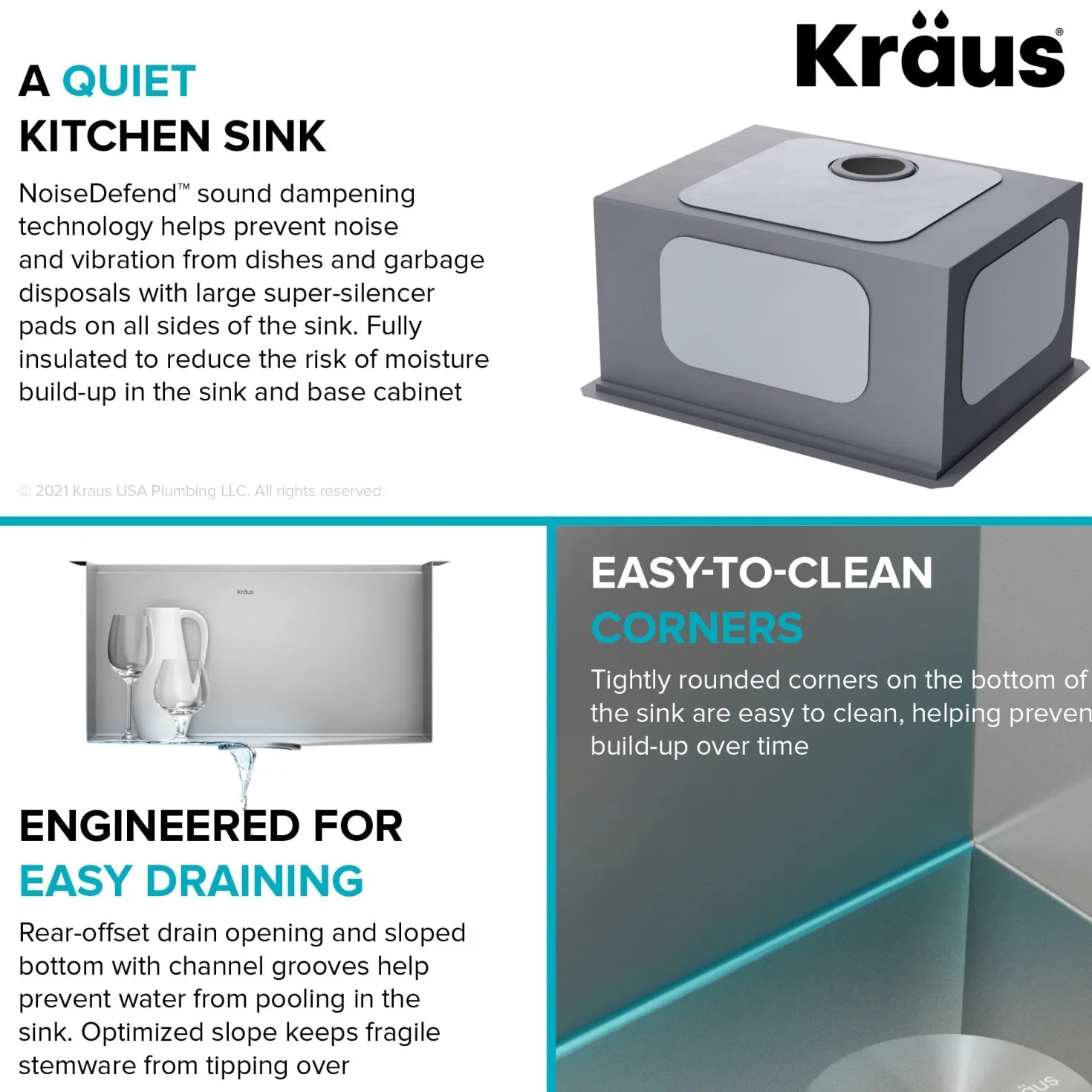 KRAUS Kore 21" Undermount Workstation 16 Gauge Stainless Steel Single Bowl Kitchen Sink with Accessories