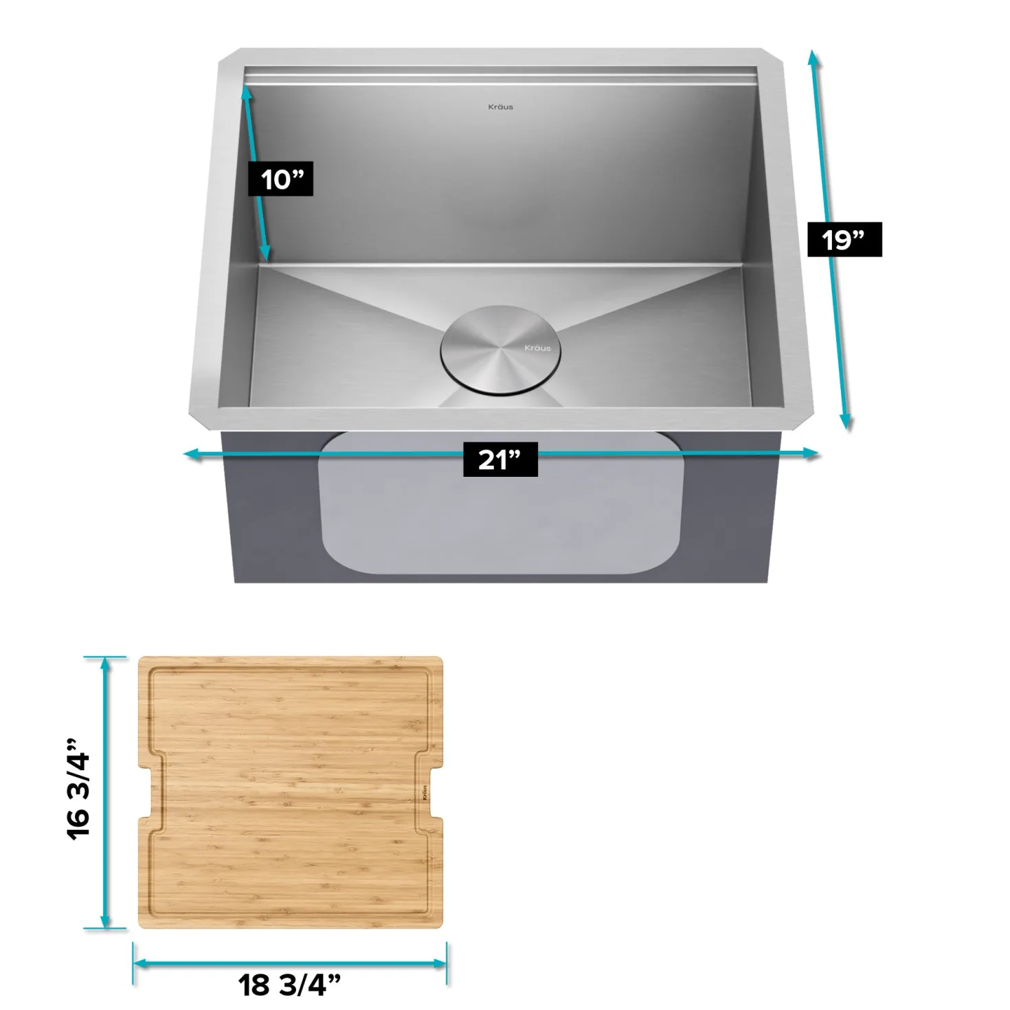 KRAUS Kore 21" Undermount Workstation 16 Gauge Stainless Steel Single Bowl Kitchen Sink with Accessories