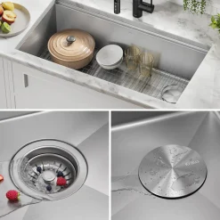 KRAUS Kore 36" Undermount Workstation 16 Gauge Stainless Steel Single Bowl Kitchen Sink with Accessories