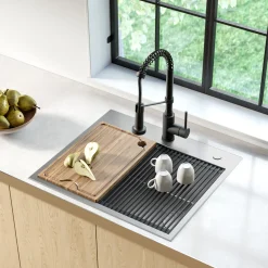 KRAUS Kore Workstation 25" Drop-In or Undermount 16 Gauge Kitchen Sink with Accessories