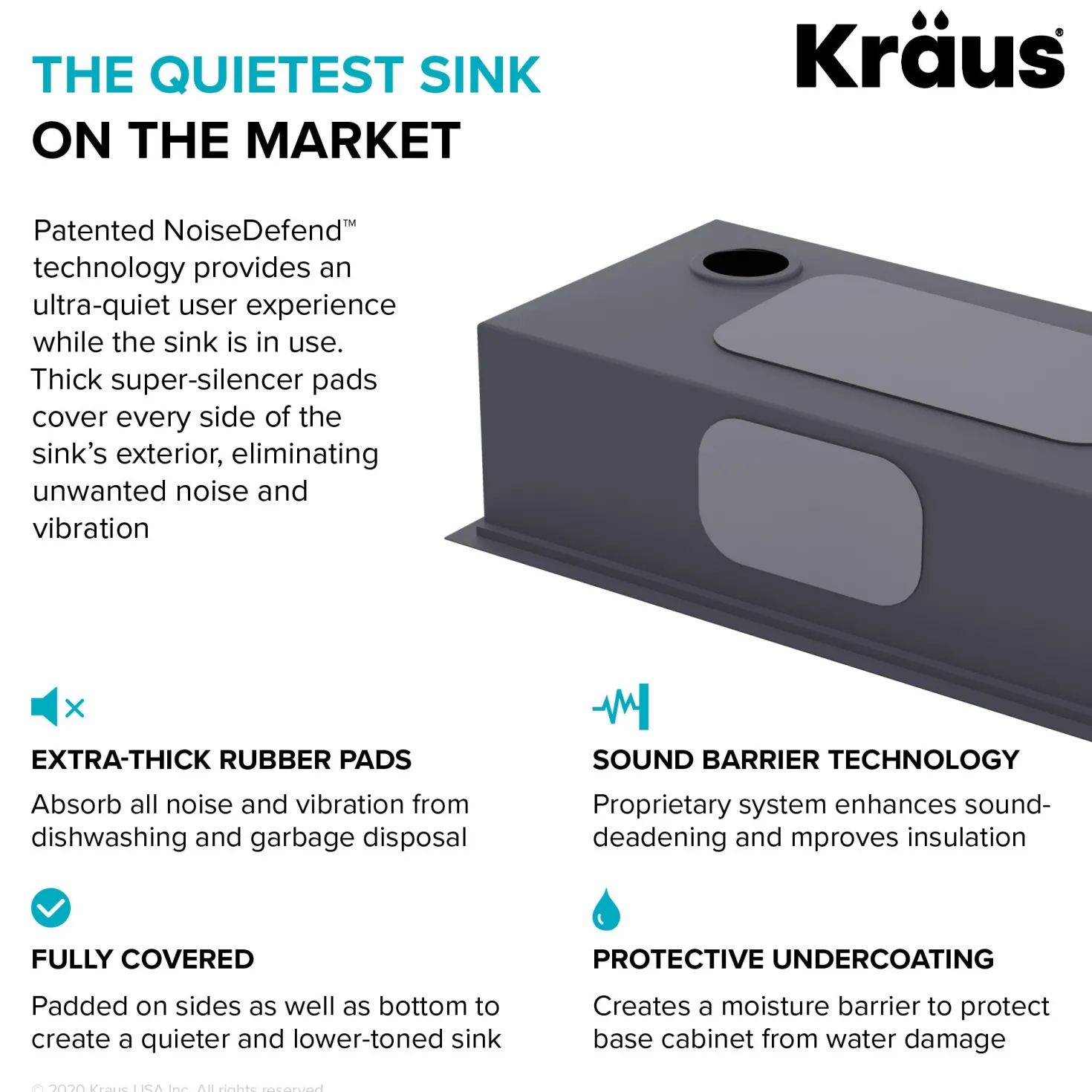 KRAUS Kore Workstation 33" Drop-In 16 Gauge Single Bowl Kitchen Sink in PVD Gunmetal