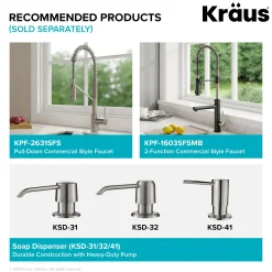 KRAUS Kore Workstation 30" Farmhouse Flat Apron Front 16 Gauge Single Bowl Stainless Steel Kitchen Sink