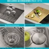 KRAUS Kore Workstation 36" Farmhouse Flat Apron Front 16 Gauge Single Bowl Stainless Steel Kitchen Sink with Accessories
