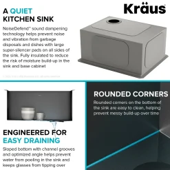 KRAUS Kore Workstation 23" Undermount Kitchen Sink in 16 Gauge PVD Gunmetal