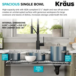 KRAUS Kore Workstation 32" Undermount 16 Gauge 5.5" Deep Single Bowl ADA Kitchen Sink