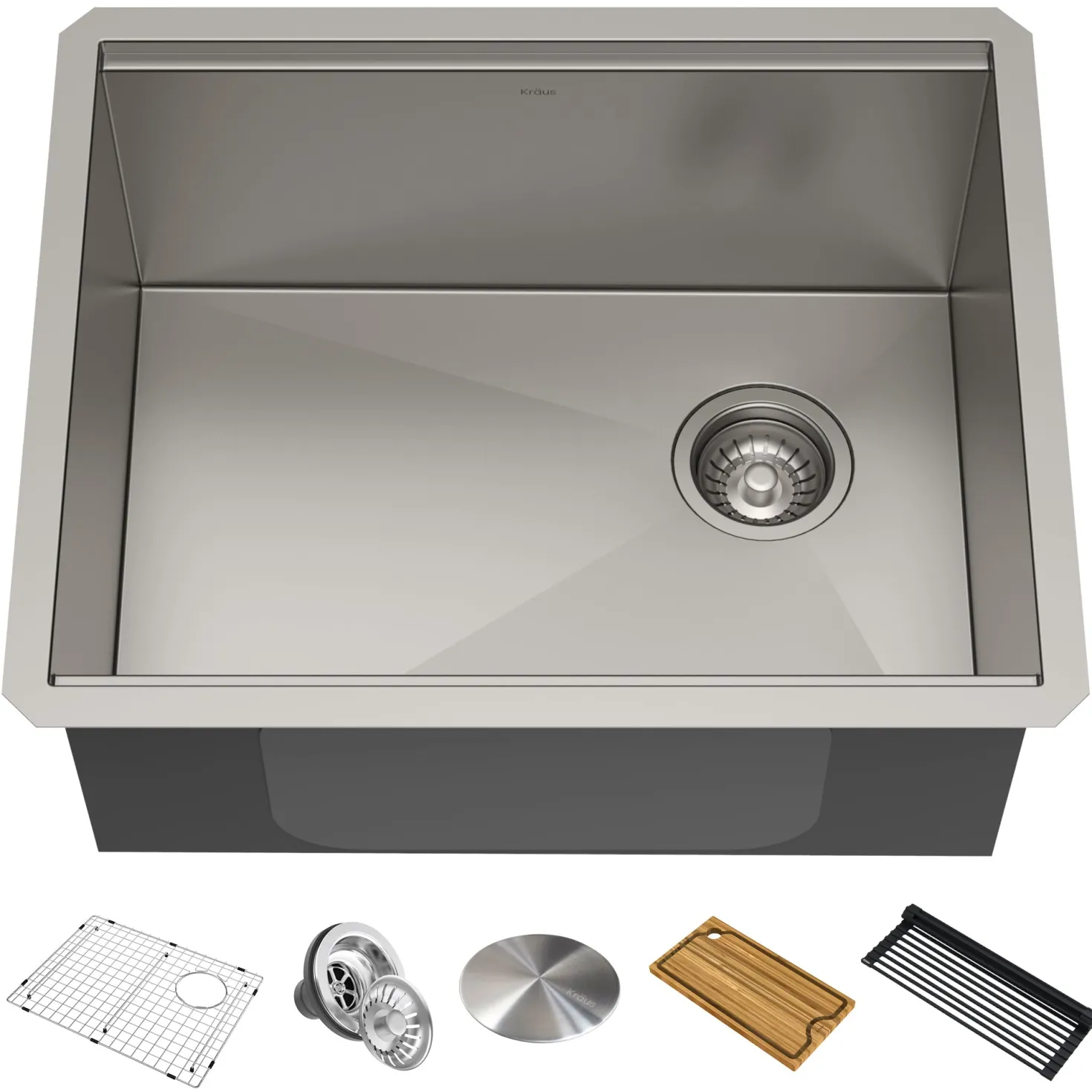 KRAUS Kore Workstation 23" Undermount 16 Gauge Single Bowl Stainless Steel Kitchen Sink with Accessories