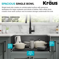 KRAUS Kore Workstation 27" Undermount 16 Gauge Single Bowl Kitchen Sink in PVD Gunmetal