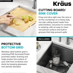 KRAUS Kore Workstation 17" Undermount 16 Gauge Bar or Prep Sink in PVD Gunmetal