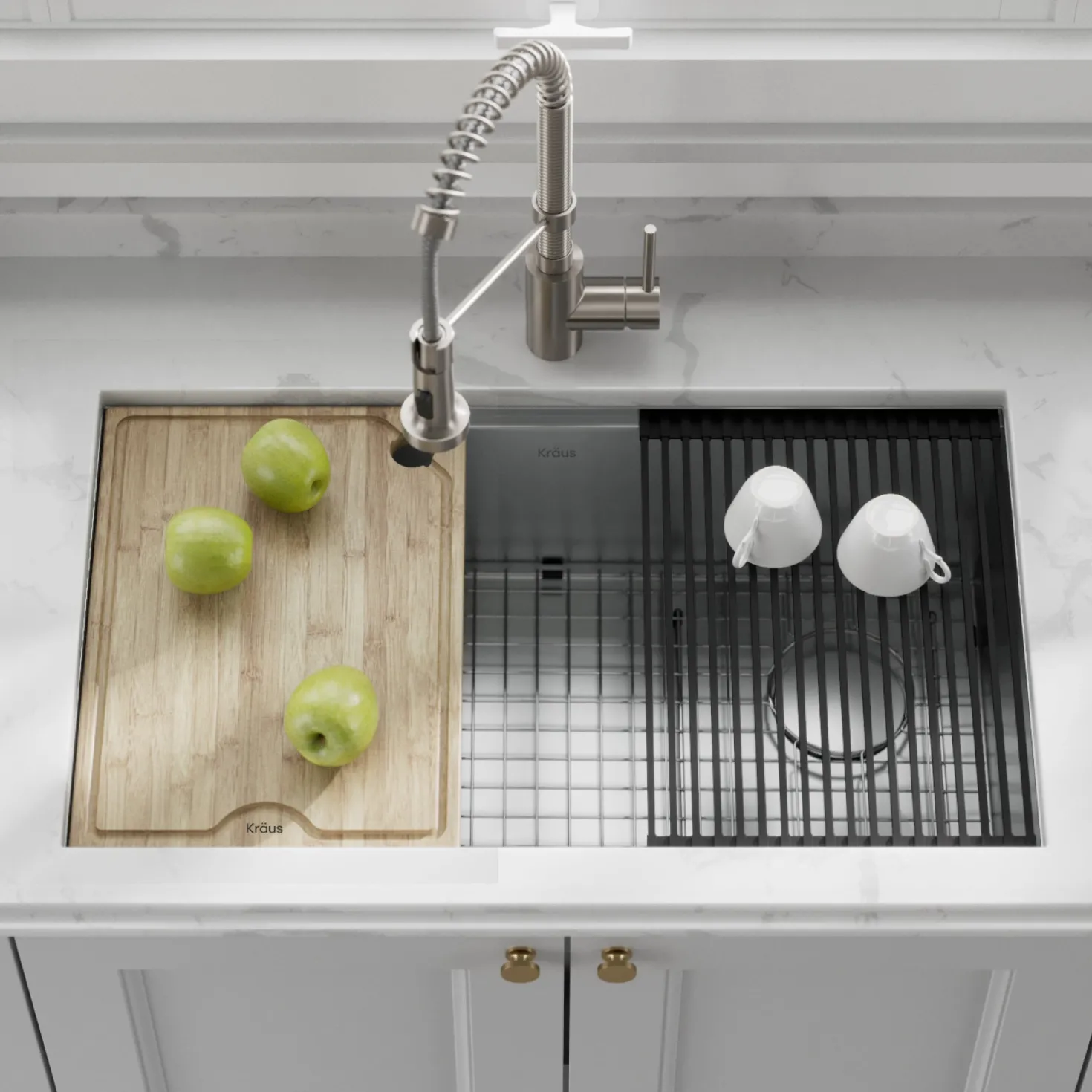 KRAUS Kore Workstation 32" Undermount 16 Gauge Single Bowl Stainless Steel Kitchen Sink with Accessories