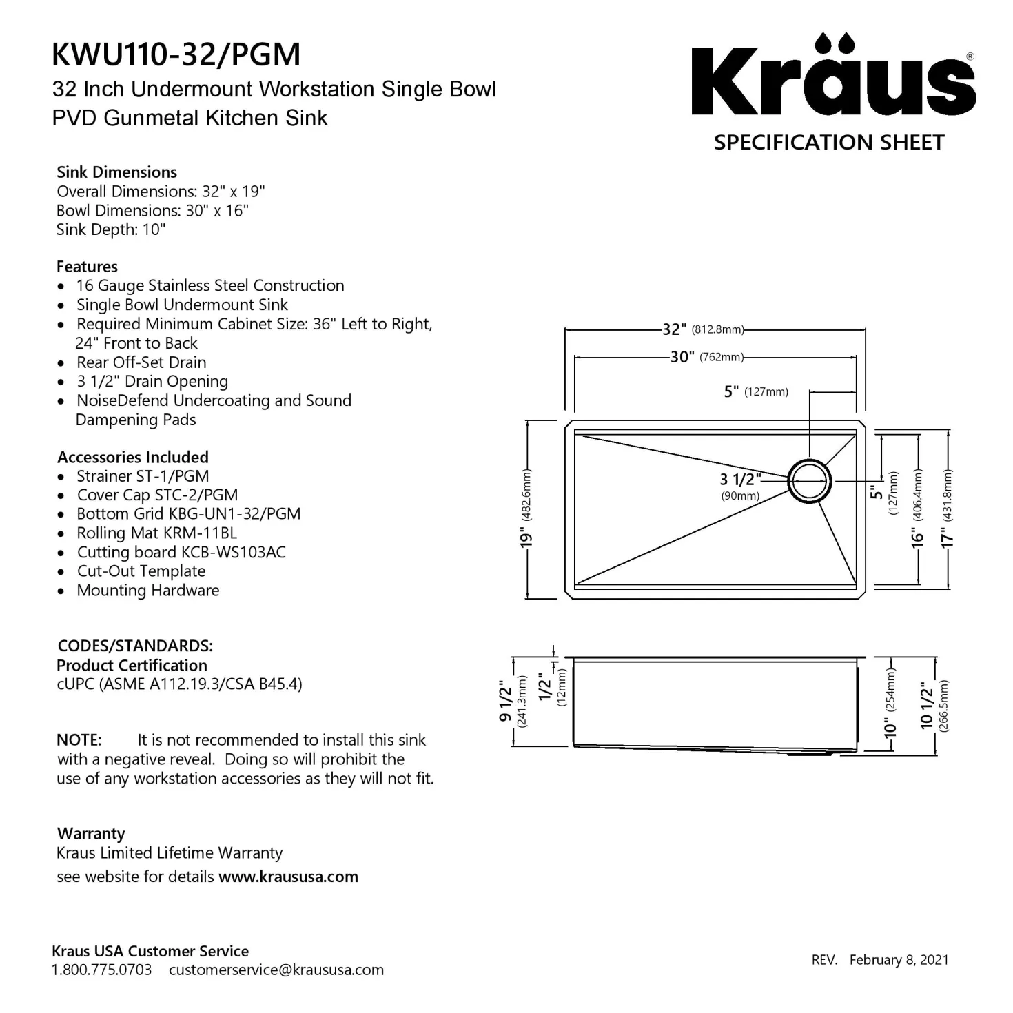 KRAUS Kore Workstation 32" Undermount 16 Gauge Single Bowl Kitchen Sink in PVD Gunmetal